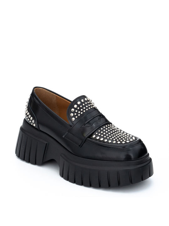 Perlapura Leather Women's Loafers in Black Color