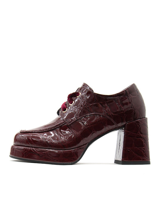 Noa Harmon Patent Leather Women's Moccasins in Burgundy Color