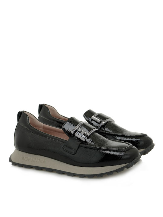 Hispanitas Leather Women's Loafers in Black Color