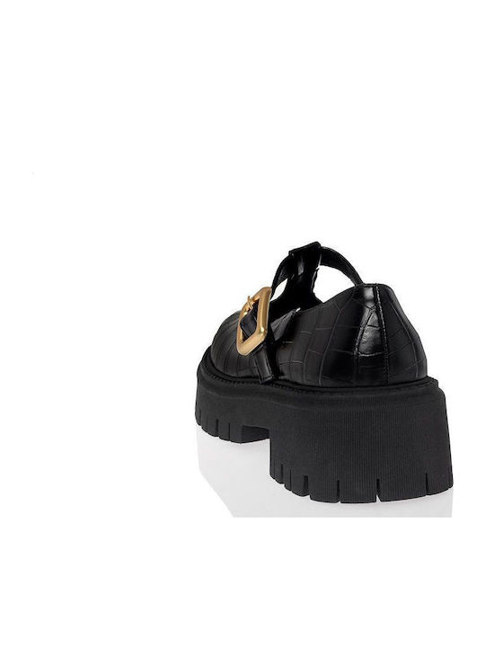 Leather Women's Loafers in Black Color
