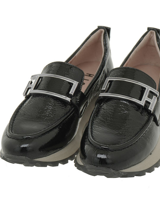 Leather Women's Loafers in Black Color