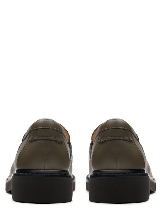 Edge Δερμάτινα Γυναικεία Loafers σε Χακί Χρώμα