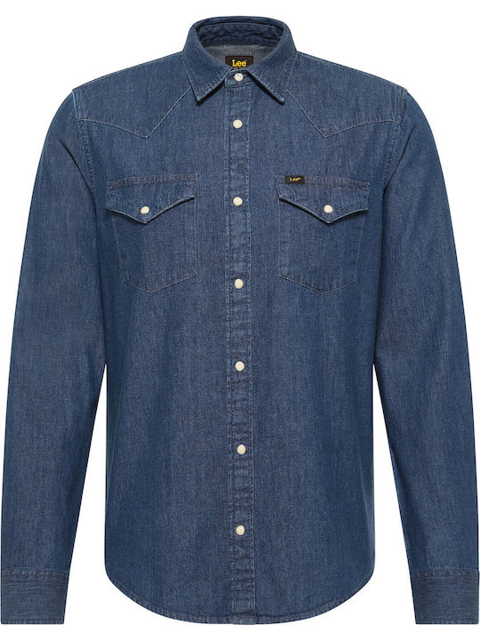 Western Cu mânecă lungă Denim Cămașă Albastru