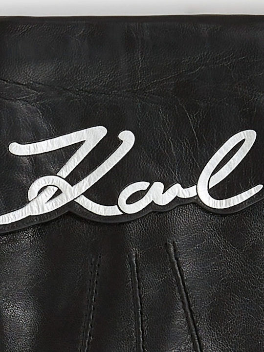 K/signature Schwarz Leder Handschuhe