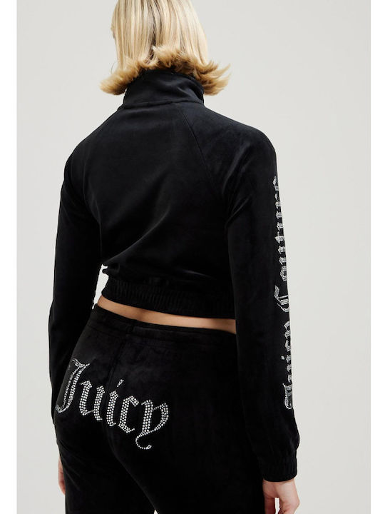 Juicy Couture Jachetă Hanorac pentru Femei Catifea BLACK