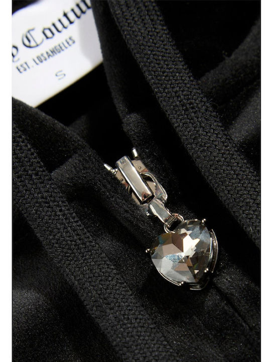 Women's Sweatshirt Jacket Velvet Hooded Black