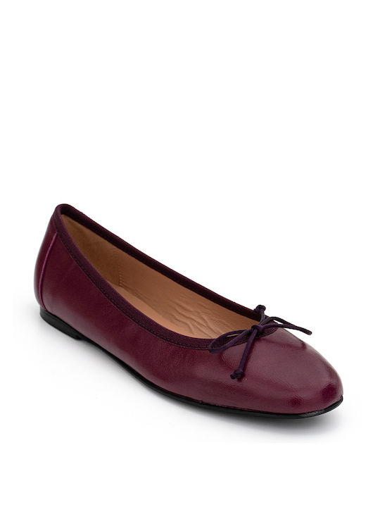 Perlapura Lederne Damen Ballerinas in Burgundisch Farbe