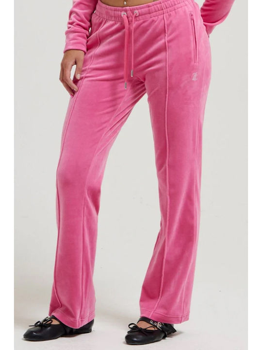 Juicy Couture Diamante Pantaloni de trening pentru femei cu cauciuc Fuchsia Catifea