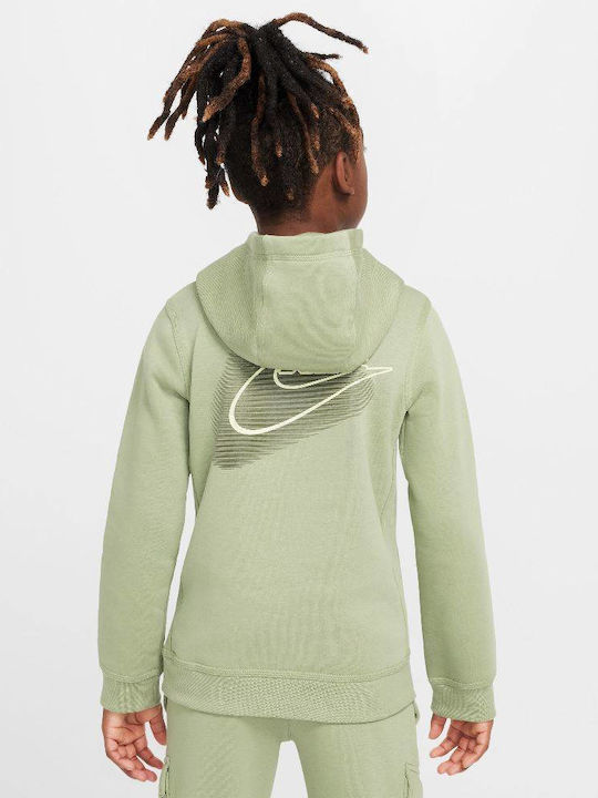 Nike Fleece Kids Sweatshirt with Hood Oil Green