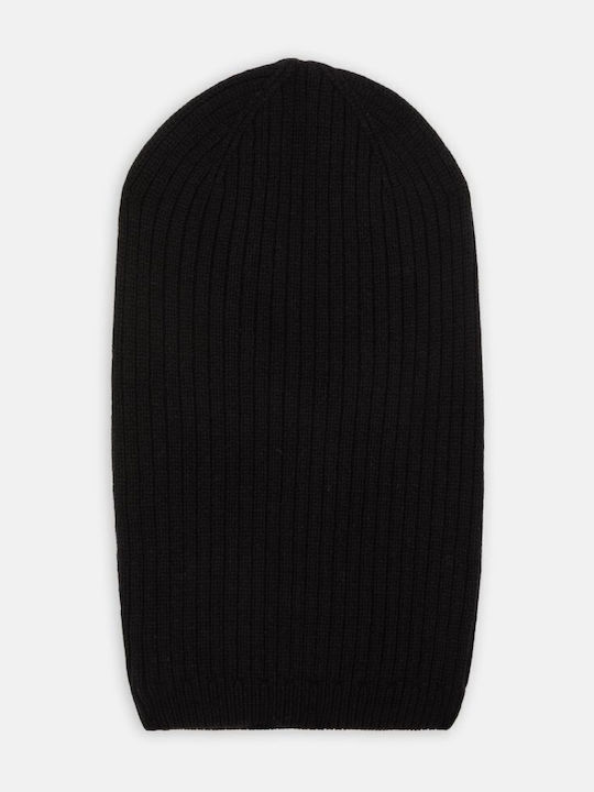 Beanie Unisex Σκούφος με Rib Πλέξη σε Μαύρο χρώμα