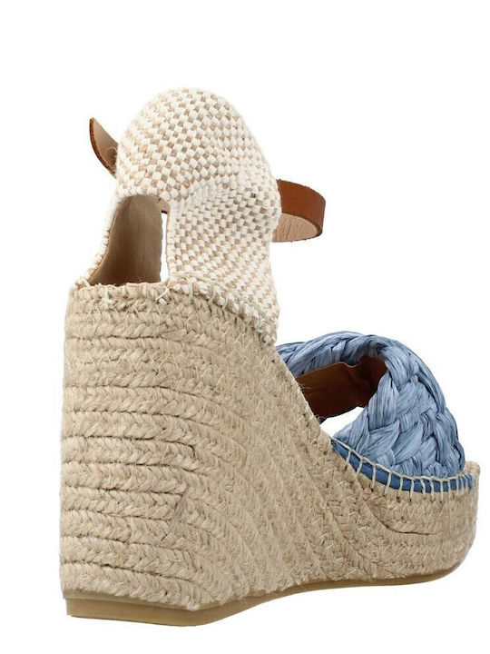 Women's Leather Platform Shoes Blue