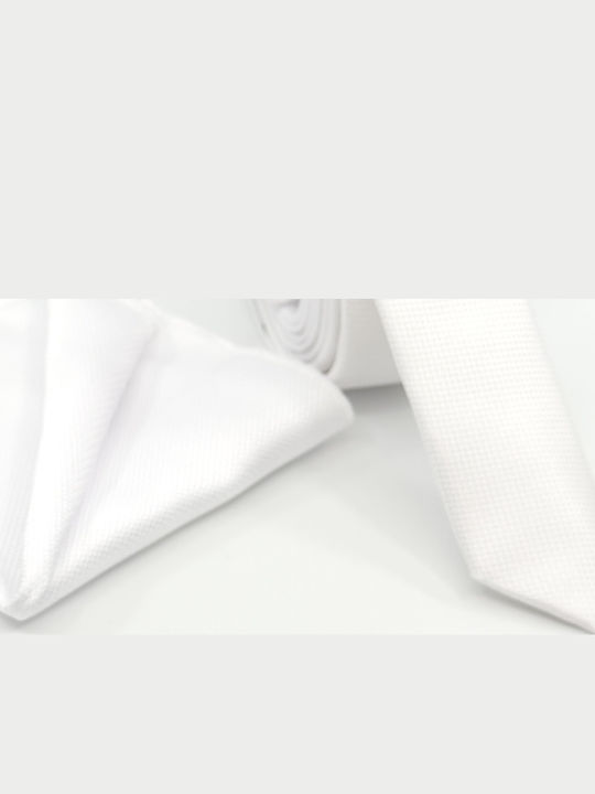 Legend Accessories Σετ Ανδρικής Γραβάτας Μονόχρωμη σε Λευκό Χρώμα