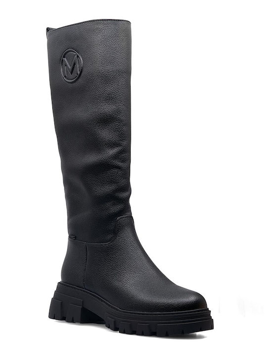 Mexx Leder Damenstiefel mit mittlerem Absatz Schwarz