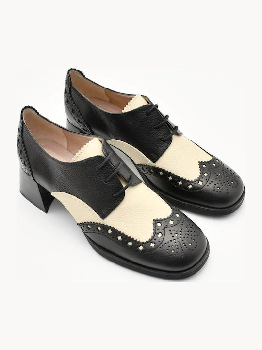 Δερμάτινα Γυναικεία Oxfords σε Μαύρο Χρώμα
