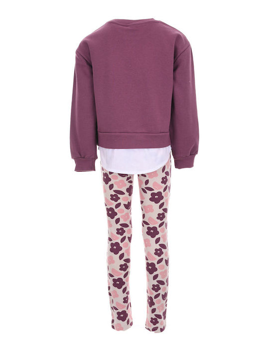 New College Kids Set with Leggings Winter 2pcs Purple-cream