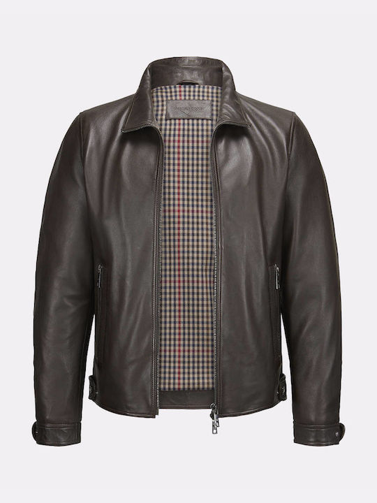 Milestone Ανδρικό Δερμάτινο Μπουφάν Biker Dark Brown