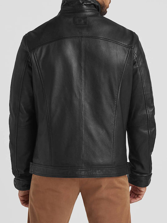 Milestone Men's Leather Biker Jacket Black