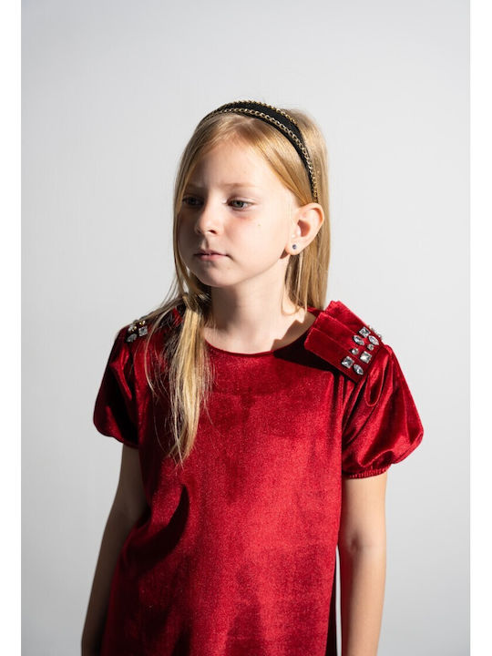 Evita Kids Dress Velvet Bordeaux