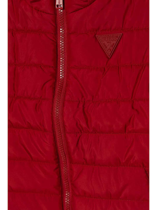 Kids Quilted Sleeveless Jacket Red