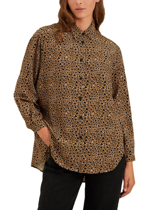 Namaste Women's Long Sleeve Shirt Black- Beige