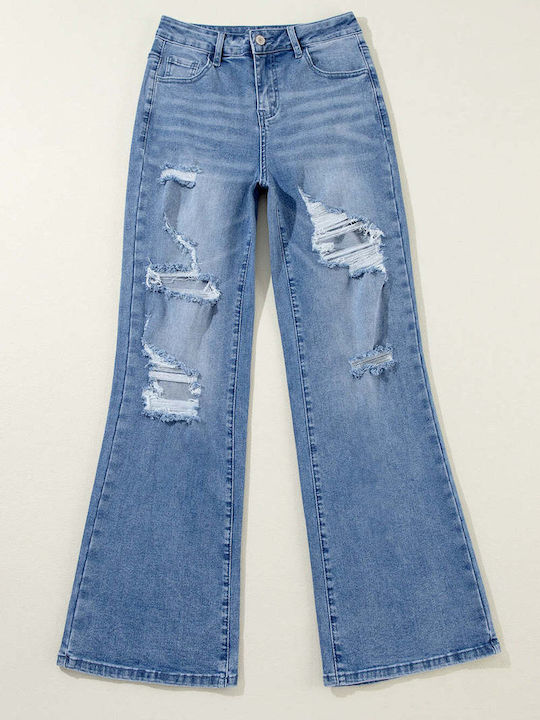 Amely Hoch tailliert Damenjeanshose mit Rissen in Entspannter Passform Blue