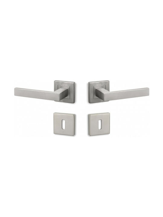 Conset Hebel Mittlere Tür mit Rosette C875 Paar mit Rosette Inox