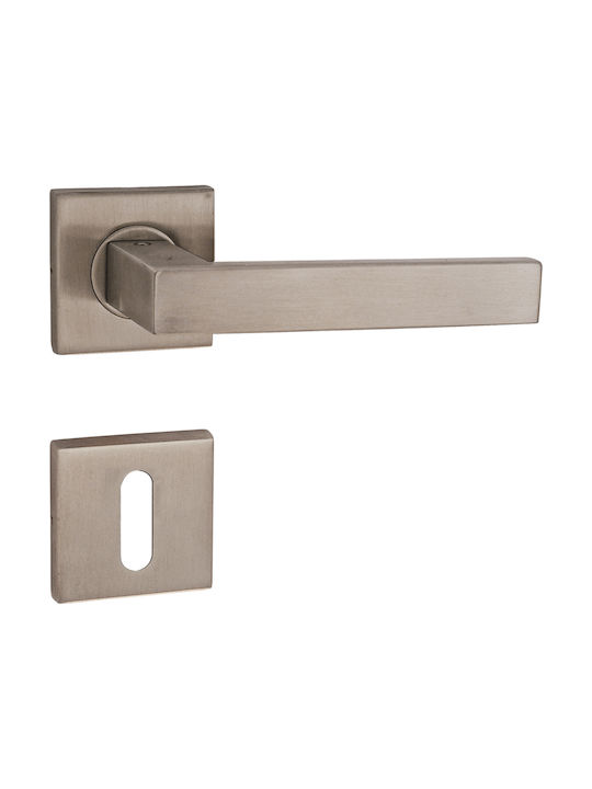 Conset Hebel Mittlere Tür mit Rosette C875 Paar mit Rosette Inox