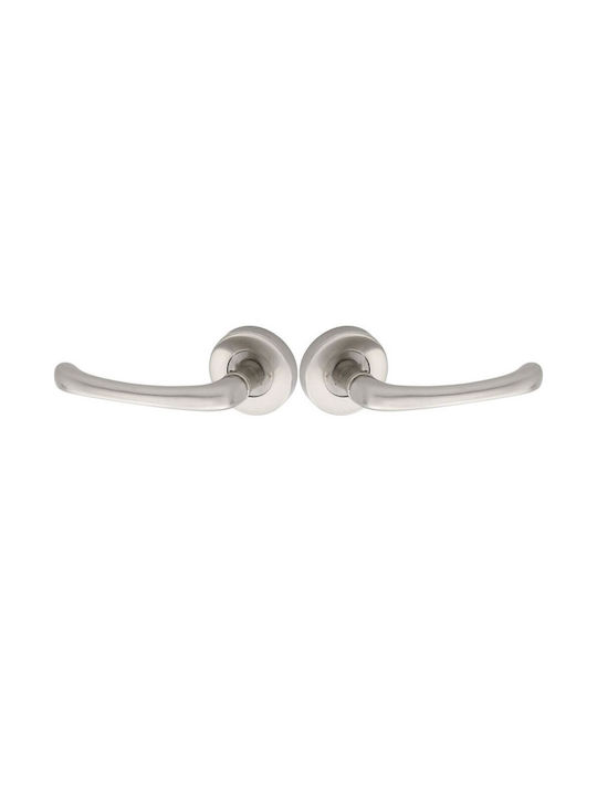 Import Hellas Lever Middle Door with Rosette 215 Pair with Rosette Nickel