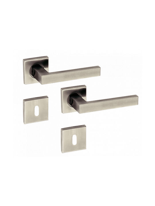 Import Hellas Lever Middle Door with Rosette Pair with Rosette Nickel