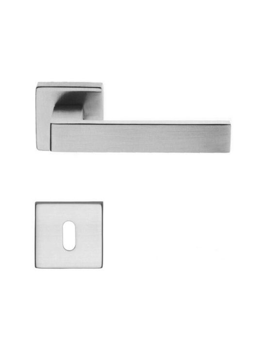 Import Hellas Lever Middle Door with Rosette 52081 Pair Nickel Matt