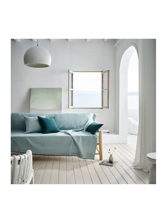 Gofis Home Rene Ριχτάρι Διθέσιου Καναπέ Πλεκτό 180x250εκ. Turquoise Blue Ss24 732