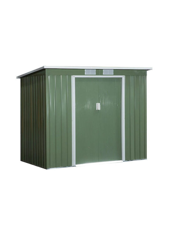 Galvanized Garden Warehouse with Double-Leaf Door & Air Vent Green L2.13xW1.3xH1.73cm