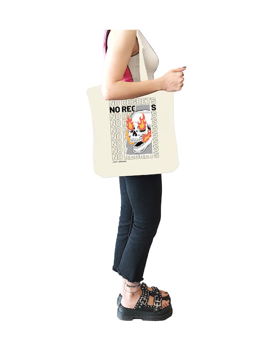 Pop Culture Shopping Bag Hipster No Regrets Natural