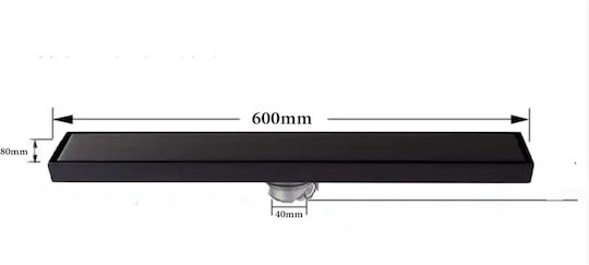 Naron Siphon Boden mit Größe 60x8cm Schwarz