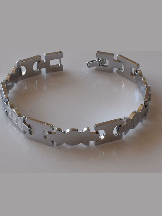Bizoutaki Men's Bracelet with Meander Design in Steel 20cm