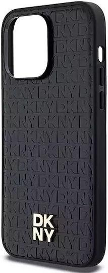 Dkny Pu Leder Wiederholungsmuster Stapel Logo Magsafe Hülle Iphone 14 Pro Max Schwarz