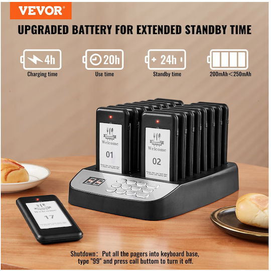 Wireless Customer Order Notification System for Restaurants 98 Channels 16 Devices Vevor Dcpqcqjxajfx2yzs0v2