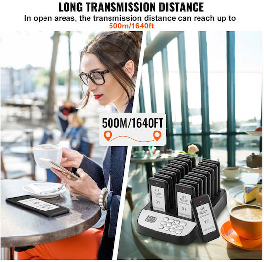 Wireless Customer Order Notification System for Restaurants 98 Channels 16 Devices Vevor Dcpqcqjxajfx2yzs0v2