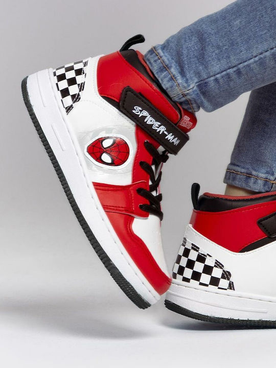 Spider-Man Παιδικά Sneakers High με Σκρατς Κόκκινα
