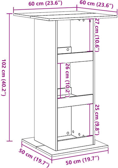 Sonoma Square Wooden Grey Bar Table Sonoma 60x60x102cm