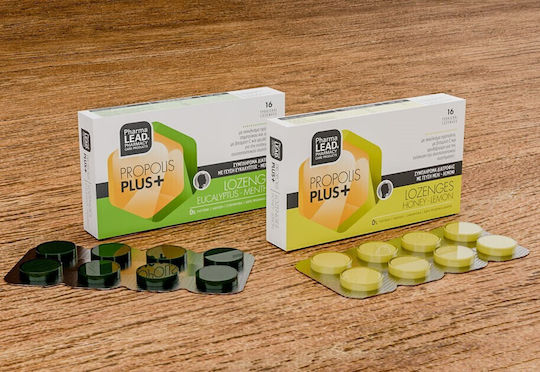 Pharmalead Propolis Plus+ Παστίλιες για Παιδιά & Ενήλικες Χωρίς Ζάχαρη & Γλουτένη Μέλι & Λεμόνι 16τμχ
