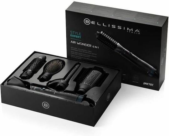 Bellissima Style Expert Air Wander 6 in 1 Ceramic Electric Brush with Air for Straightening and Curls 1000W