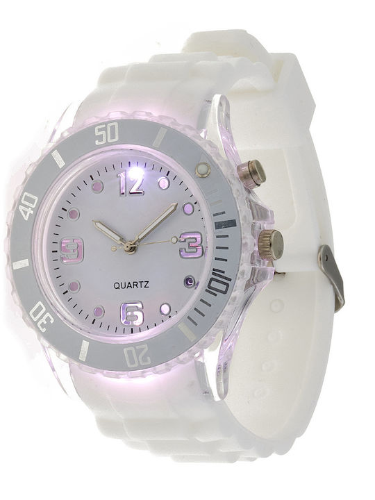 Women's Watch with White Rubber Strap
