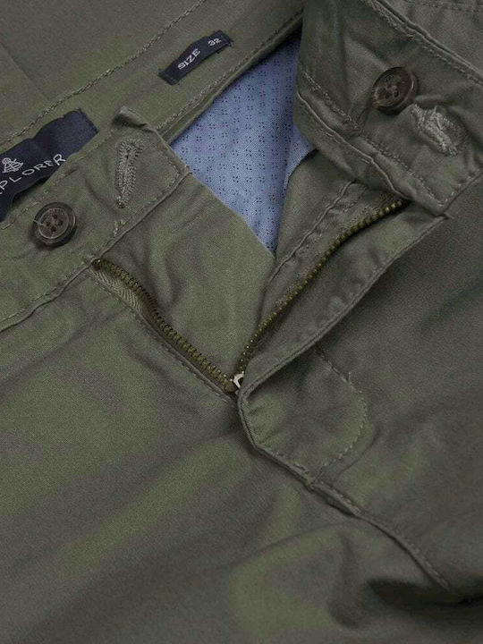 Explorer Ανδρικό Παντελόνι Chino σε Κανονική Εφαρμογή Khaki