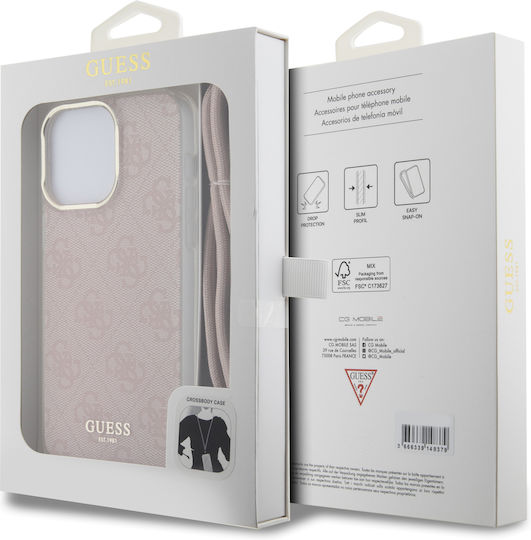Guess Back Cover Plastic with Strap Pink (iPhone 15 Pro Max)