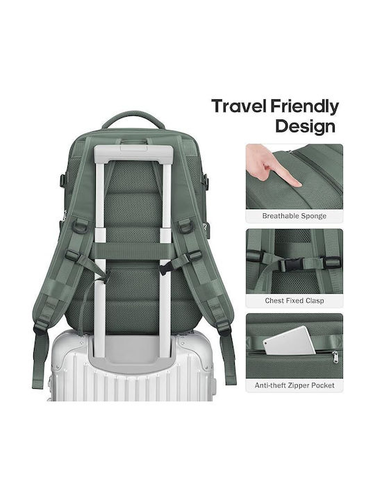 R&J Fabric Backpack Waterproof with USB Port Green 32lt