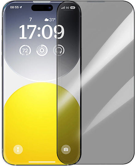 Baseus Diamond Privatsphäre Gehärtetes Glas Gold (iPhone 15 Pro Max)