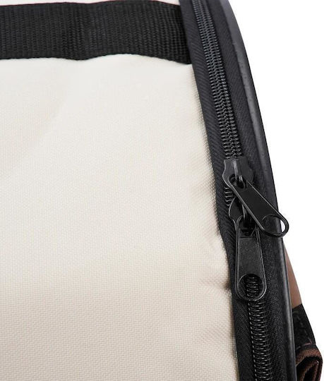 Geantă Transport Câini Pisici Maro Bej Material Oxford Pvc Impermeabil Pliabil Mărime S-M 61x46x51 Cm