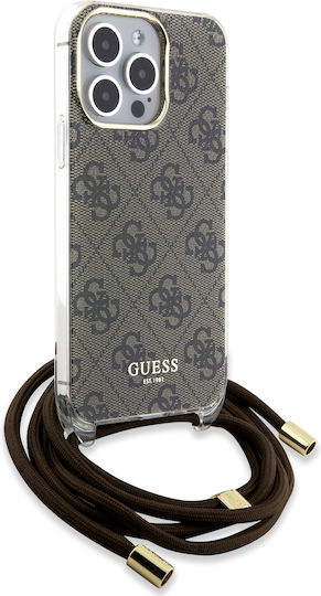 Guess Back Cover Plastic with Strap Brown (iPhone 15 Pro Max)