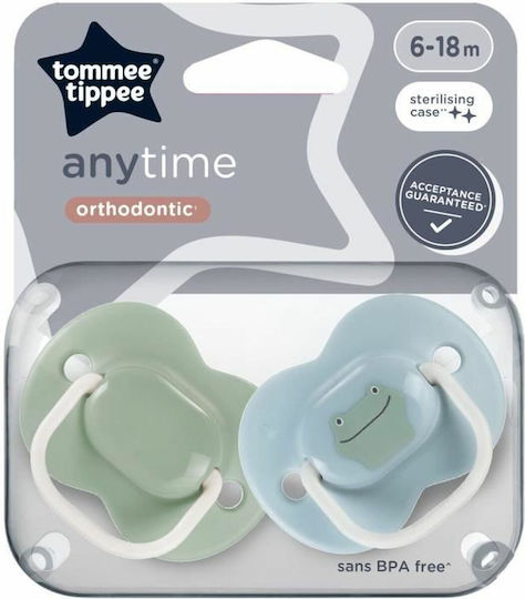 Tommee Tippee Silicone Pacifiers Green - Blue for 6-18 months 2 Pieces